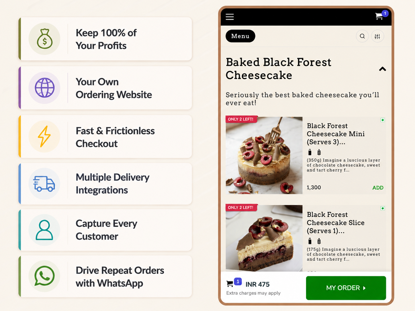 AirMenus direct ordering benefits alongside a branded online ordering page