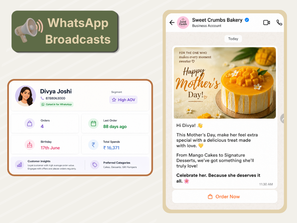 AirMenus WhatsApp broadcast campaign illustration