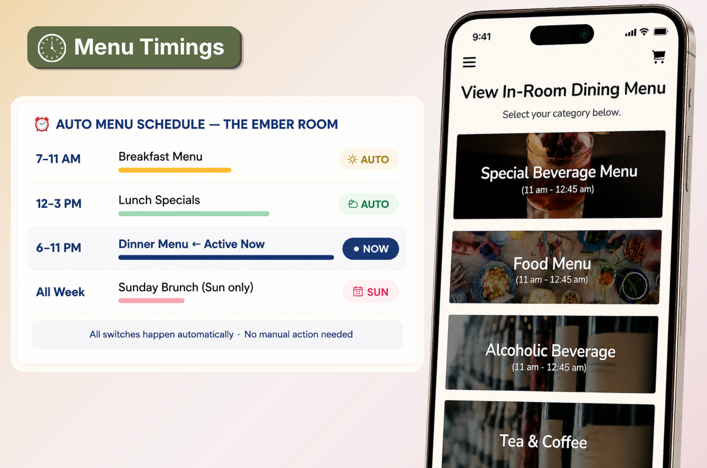 AirMenus menu timings preview