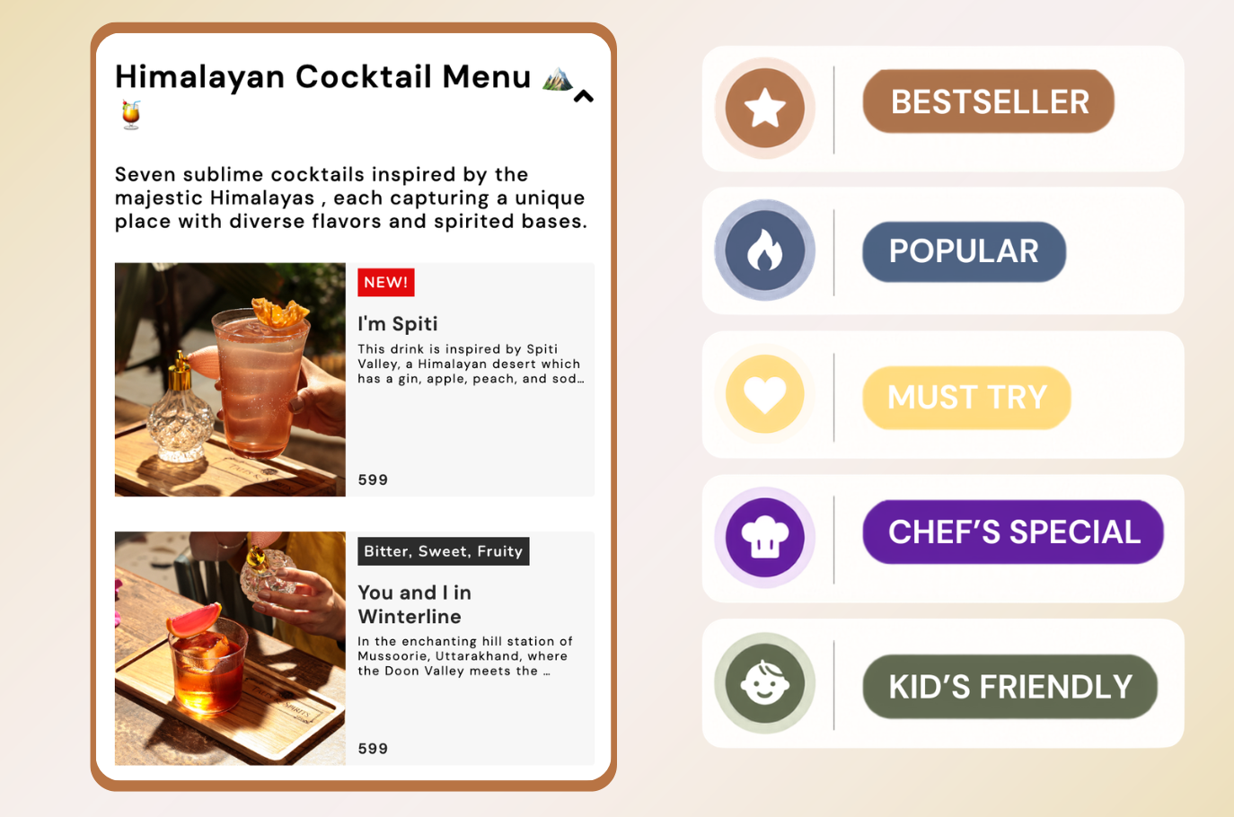 AirMenus digital menu with item photography and menu tags